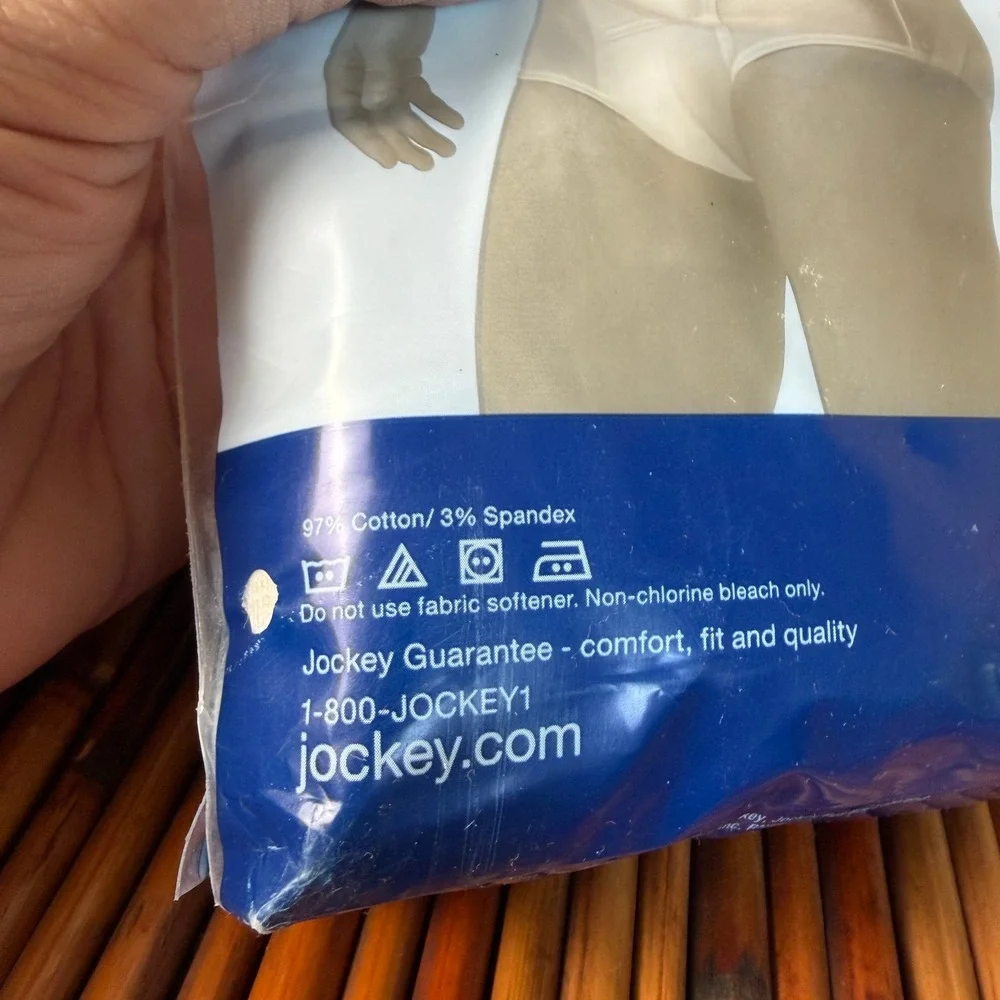 2012 Jockey Pouch Briefs Mens Large White Cotton Stretch‎ H-Fly 3-Pack New